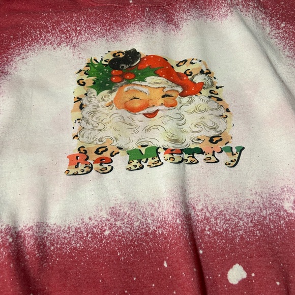 Women’s Be Merry Gildan Santa Bleach Sweatshirt 2XL Red - Picture 5 of 13